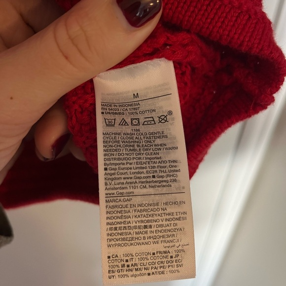 GAP Red and Gold Cardigan Sweater with Textured Knit - Picture 5 of 5